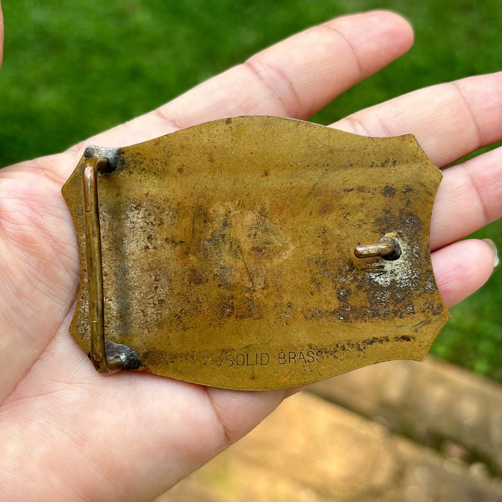 SOLID BRASS BOOTS BELT BUCKLE - Picture 6 of 10